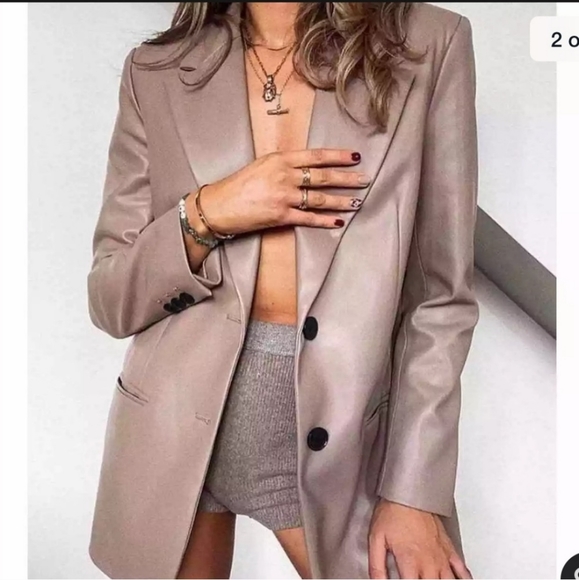 ZARA FAUX LEATHER OVERSIZED BLAZER  Size S and M - Picture 3 of 16